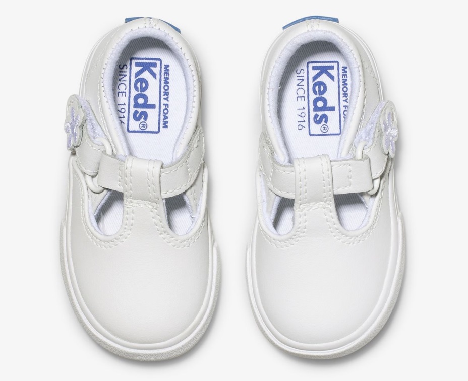 Büyük çocuk Defne T-kayışı Deri Spor Ayakkabı Beyaz Keds