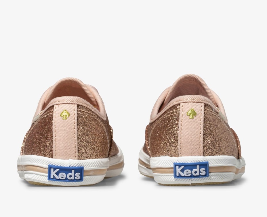 Büyük çocuğun X Kate Spade New York şampiyonu Parıltılı Spor Ayakkabı Keds Gül Altın