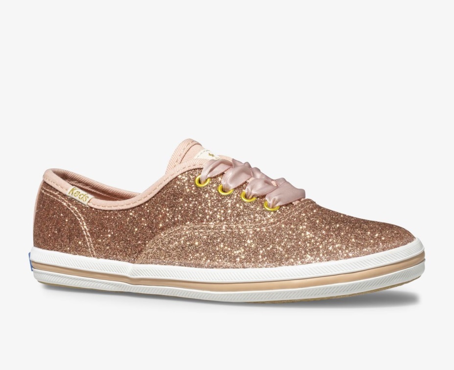 Büyük çocuğun X Kate Spade New York şampiyonu Parıltılı Spor Ayakkabı Keds Gül Altın