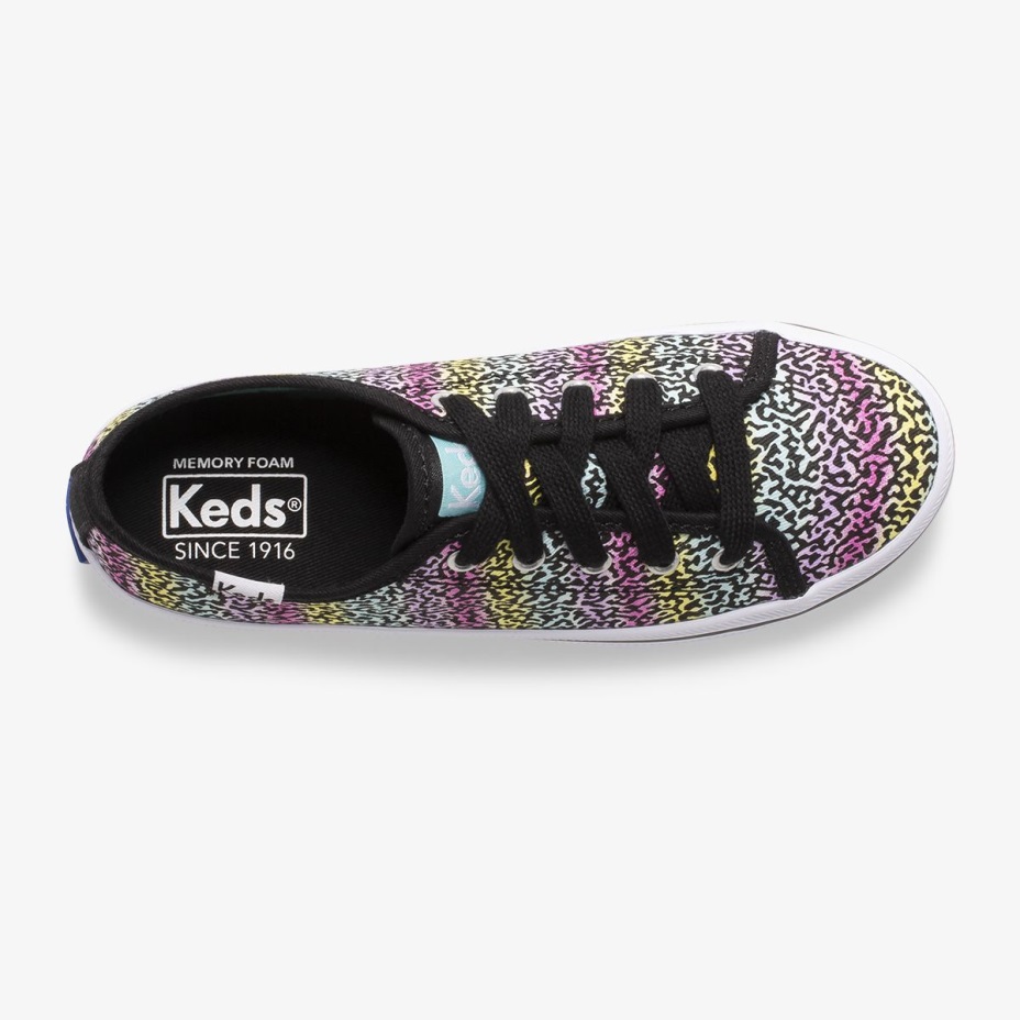 Keds Büyük çocuğun Kickstart Mevsimlik Siyah/gökkuşağı
