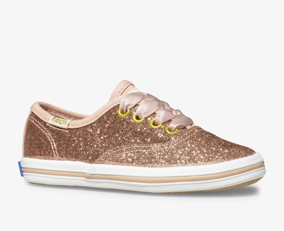 Keds Küçük çocuğun X Kate Spade New York şampiyonu Parıltılı Spor Ayakkabı Gül Altın