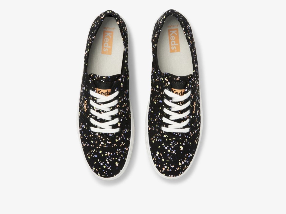 Keds Kadın Esintili Konfeti Tuval Siyah çok