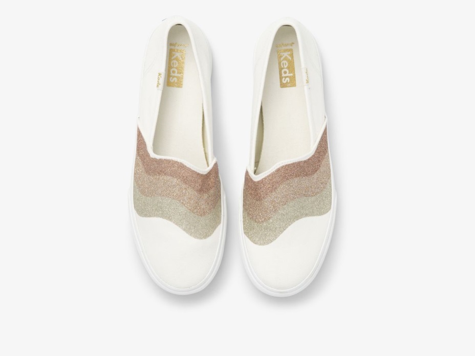 Keds Kadın çift Katlı Dalga Parıltı Parıltılı Beyaz çoklu
