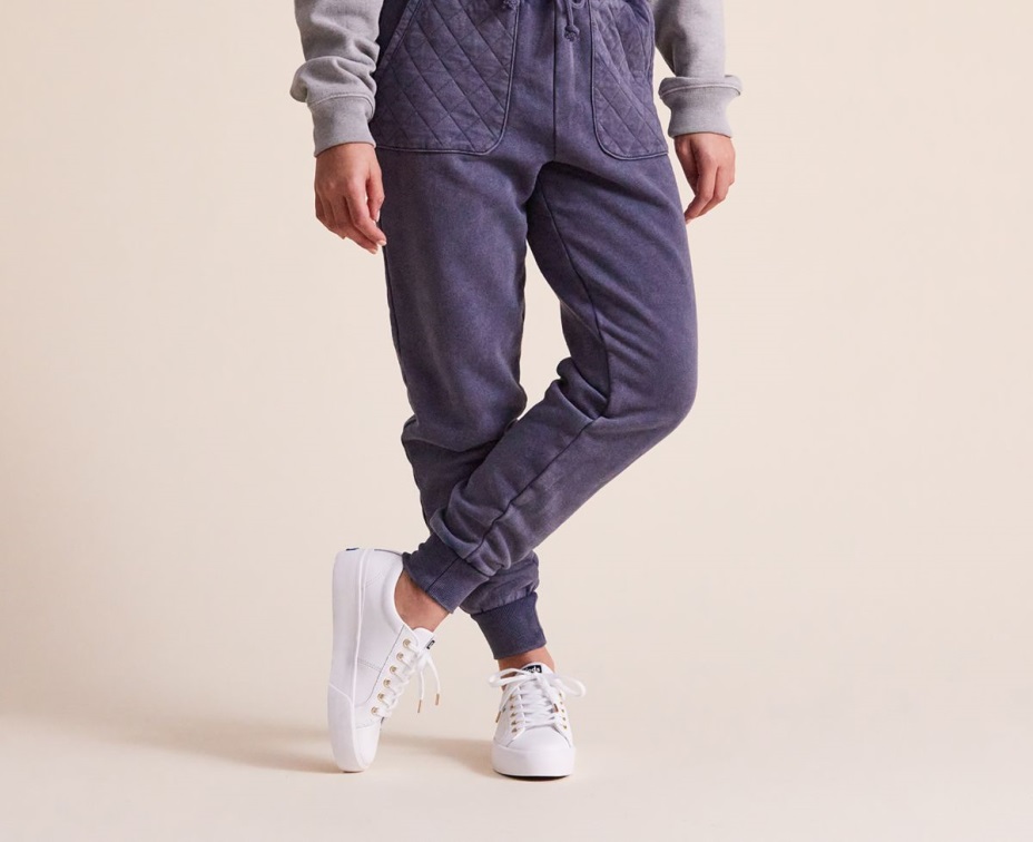 Keds Bayanlar Atlama Tekme Ikili Deri Beyaz