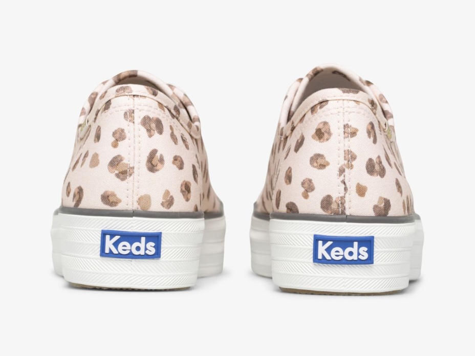 Keds Kadın üçlü Tekme Leopar Kanvas Pembe çok