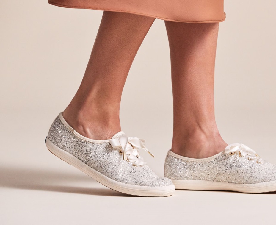 Keds Kadın X Kate Maça New York şampiyonu Parıltılı Krem ​​parıltı