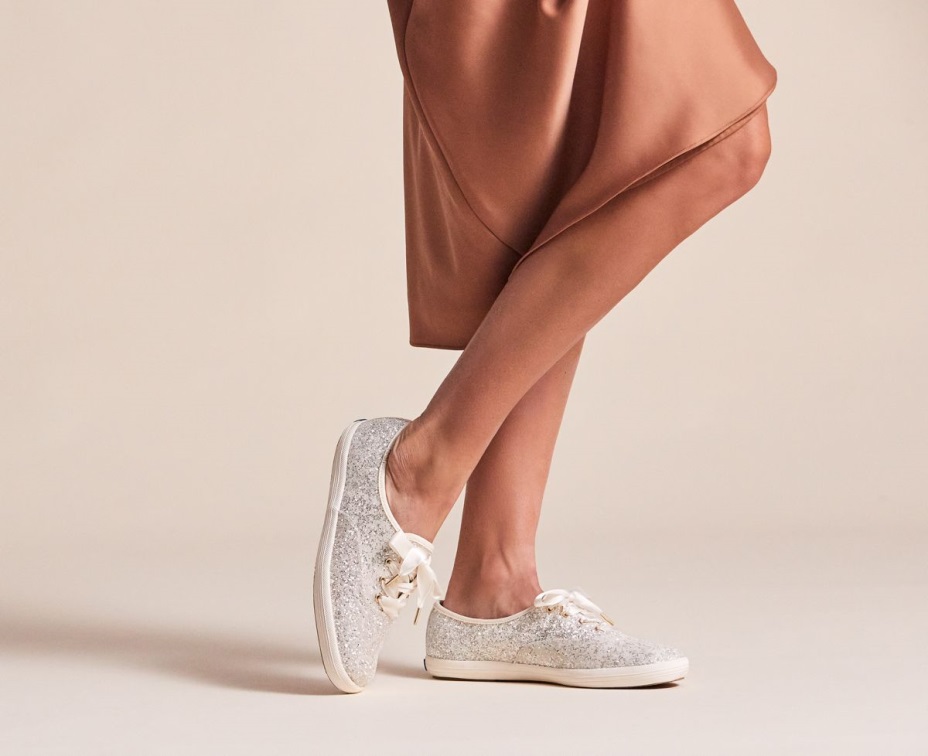 Keds Kadın X Kate Maça New York şampiyonu Parıltılı Krem ​​parıltı