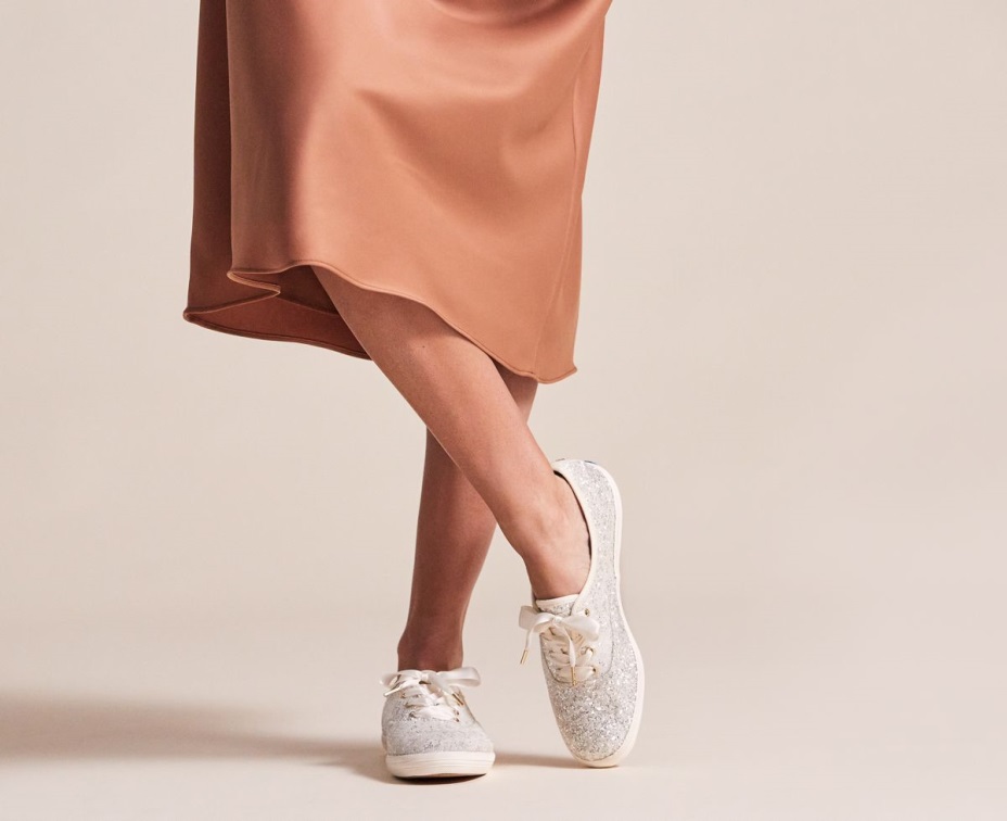 Keds Kadın X Kate Maça New York şampiyonu Parıltılı Krem ​​parıltı