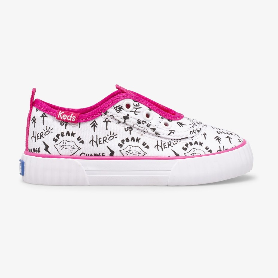 Küçük çocuk Topkick Yıkanabilir Jr Beyaz/pembe Keds Slip