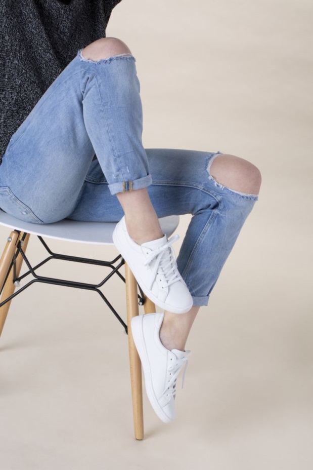 Kadın As Deri Beyaz Keds