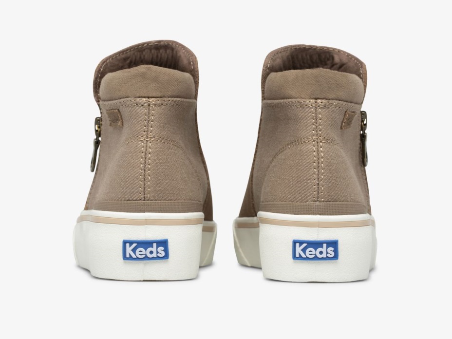 Kadın Bakır Fermuarlı Patik Kahverengi Keds