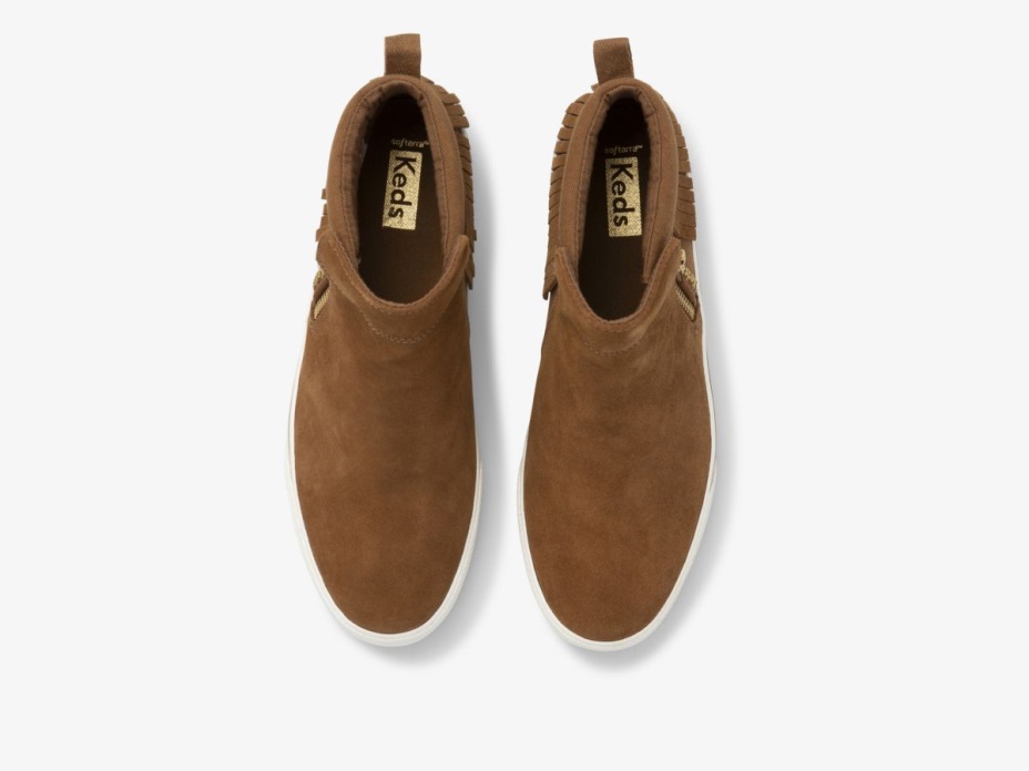 Kadın Bakır Zip Saçak Süet Kahverengi Keds