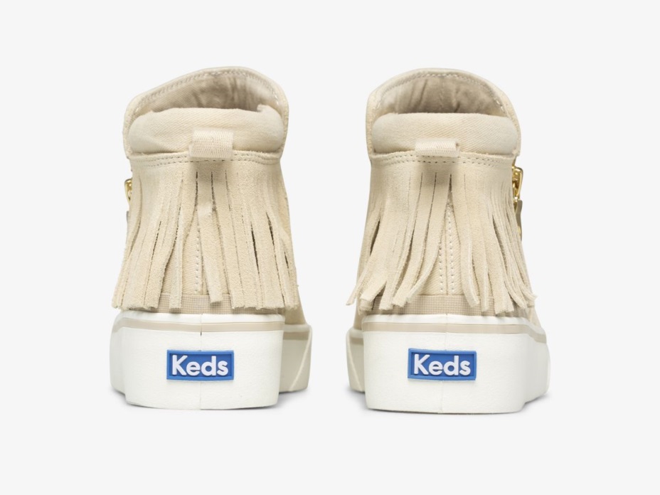 Kadın Bakır Zip Saçak Süet Keds Kum