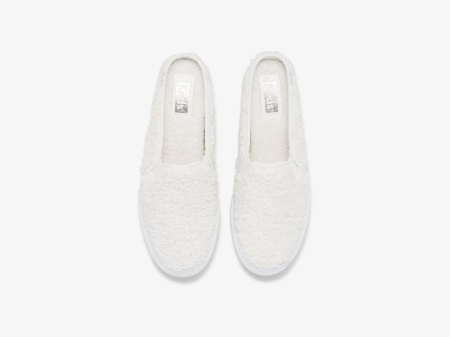 Kadın çift Katlı Katır Sahte Shearling Keds Krem