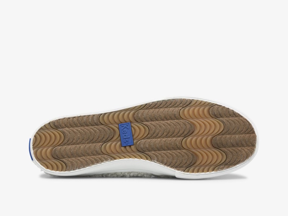 Kadın çift Katlı Katır Sahte Shearling Keds Krem