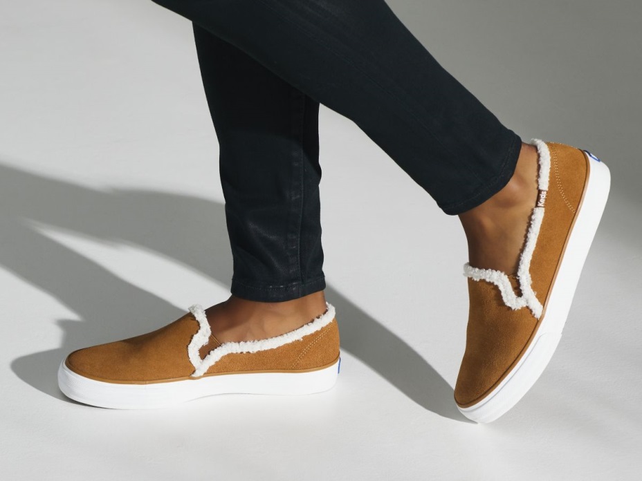 Kadınların çift Katlı Süet Suni Yünlü Kahverengi Keds