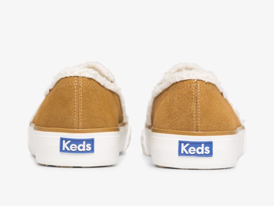 Kadınların çift Katlı Süet Suni Yünlü Kahverengi Keds