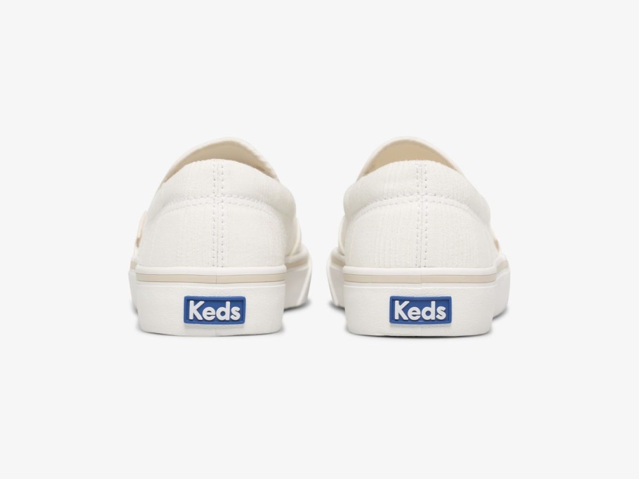 Kadın Atlama Tekme Kayma şerit Chambray Keds Krem