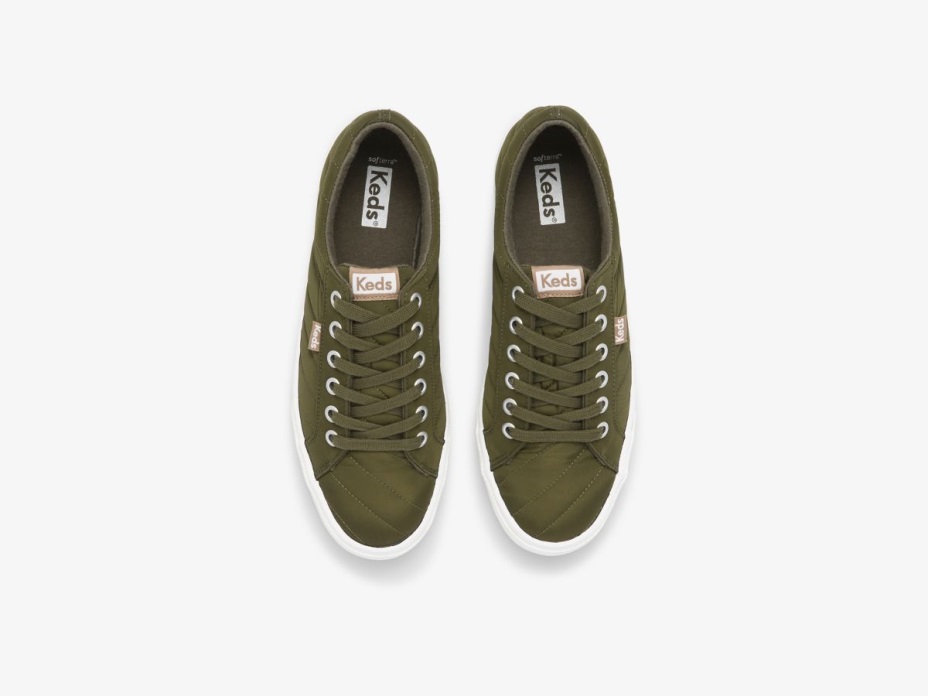 Kadın Atlama Vuruşu Suya Dayanıklı Kapitone Kirpi Zeytin Keds