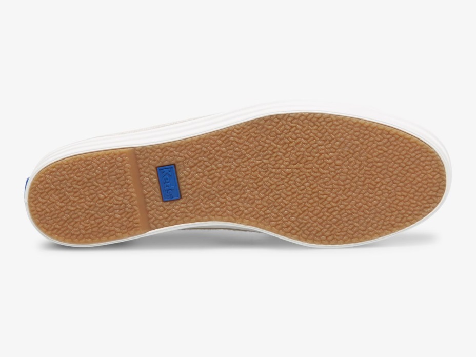 Kadın üçlü Tekme Metalik Dokuma Krem ​​altın Keds