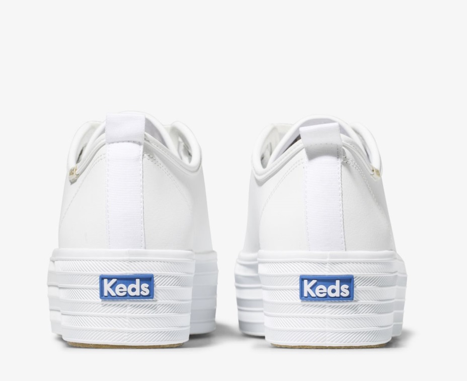 Kadın üçlü Yukarı Deri Keds Beyaz