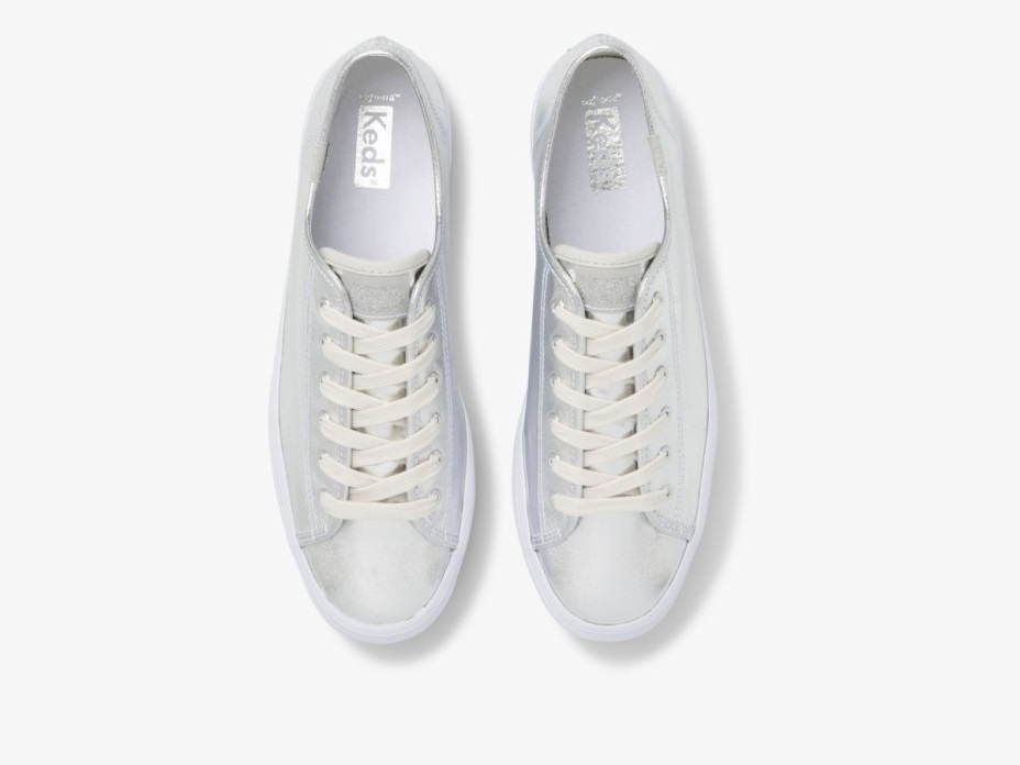 Kadın üçlü Metalik Dimi Gümüş Keds