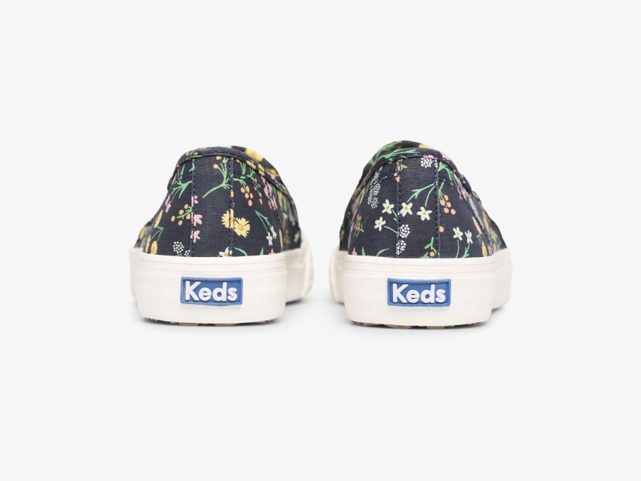 Kadın X Tüfek Kağıt Co. çift ​​katlı Minyon Fleurs Baskılı Indigo Keds