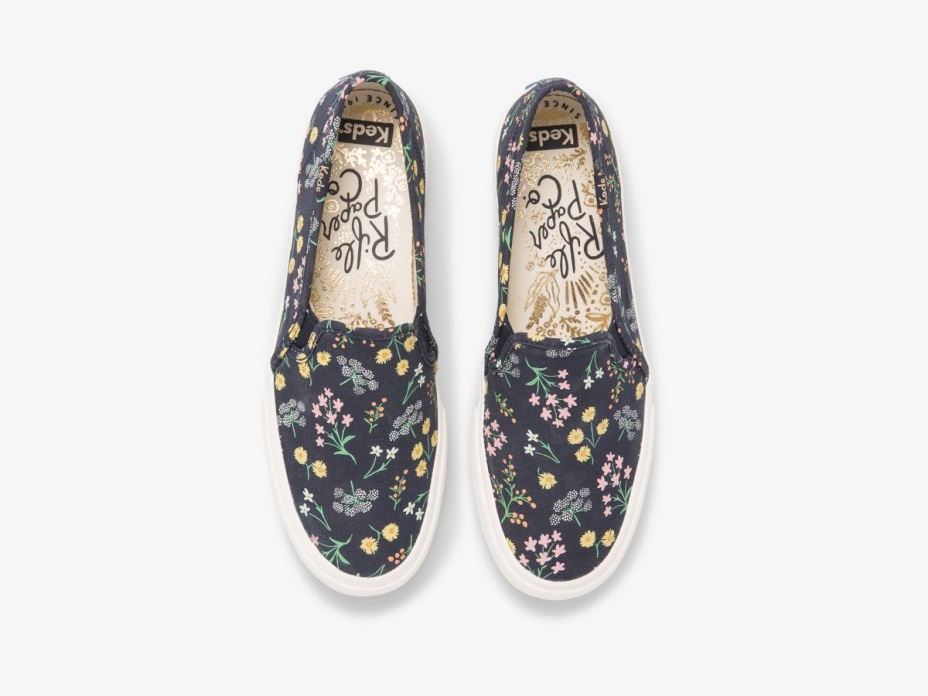 Kadın X Tüfek Kağıt Co. çift ​​katlı Minyon Fleurs Baskılı Indigo Keds
