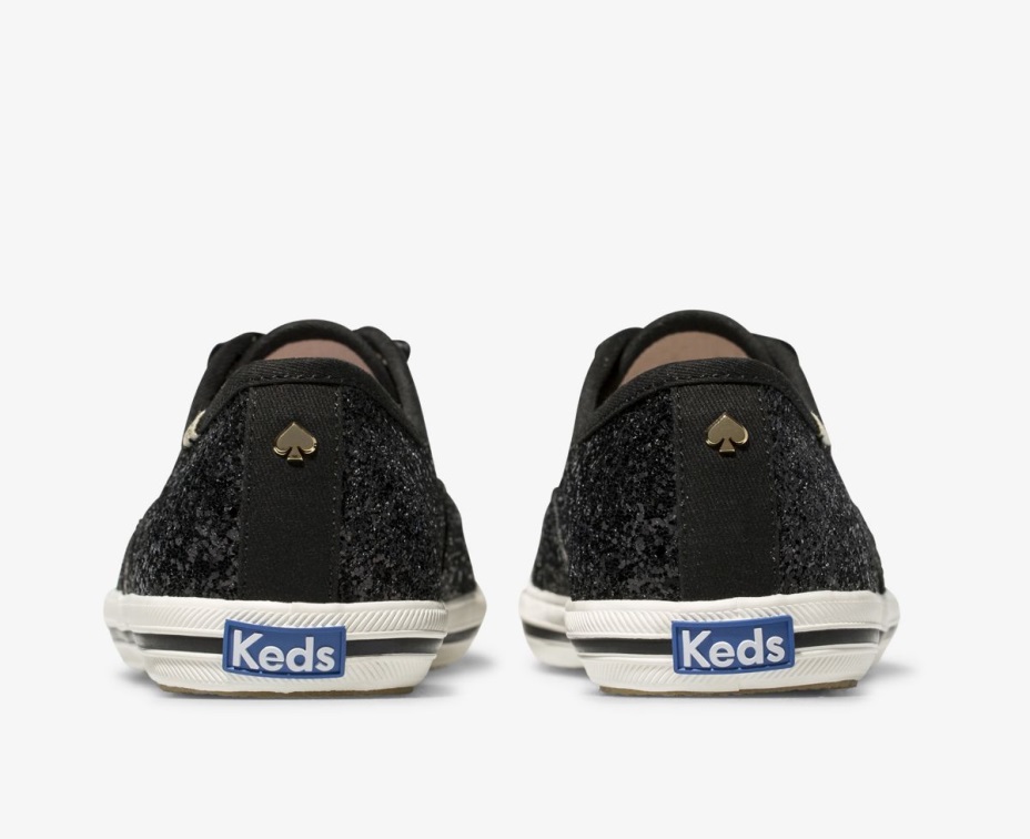 Kadın X Kate Spade New York şampiyonu Parıltılı Siyah Parıltılı Keds