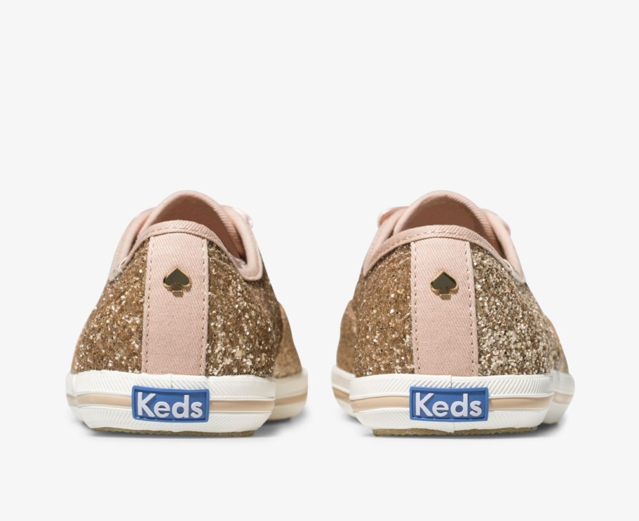 Kadın X Kate Spade New York şampiyonu Parıltılı Keds Gül Altın Parıltılı