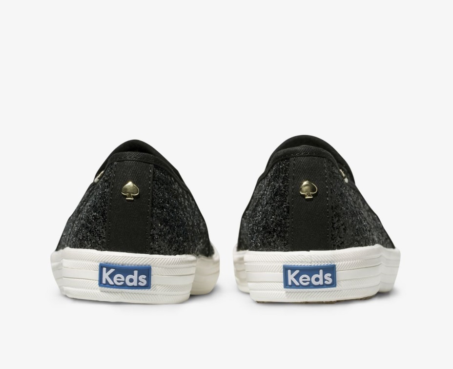 Kadın X Kate Spade New York çift Katlı Parıltılı Keds Siyah