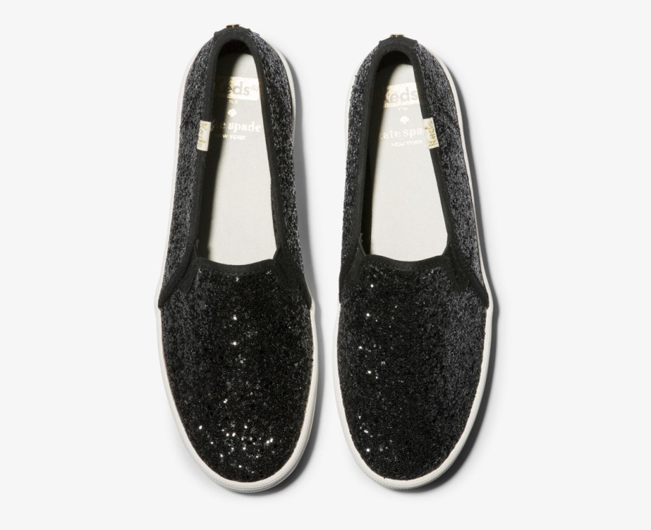 Kadın X Kate Spade New York çift Katlı Parıltılı Keds Siyah