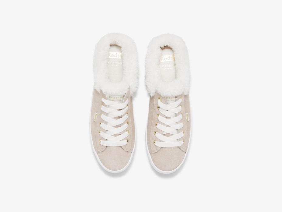 Kadın X Kate Spade New York Kickstart Katır Kürk Yaka Parıltılı Süet Metalik çok Keds